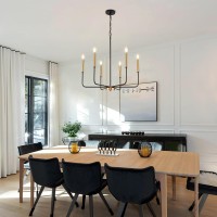 Onesming Modern Black And Gold Chandelier For Dining Room Metal 6Light Kitchen Light Fixtures Farmhouse Candle Hanging Pendant