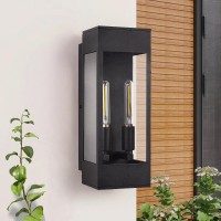 Cerdeco Exterior Wall Lantern Sconce With Clear Glass,Black Outdoor Wall Light