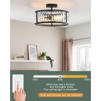 Lhlyclx Black Flush Mount Ceiling Light 2 Light Caged Crystal Chandelier Small Drum Hallway Light Fixtures Ceiling Mount 14