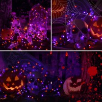 Purple Orange Halloween Fairy Lights Battery Operated 4 Pack 164Ft 50 Led Black Wire Twinkle Lights For Bedroom Indoor Outdoor