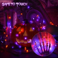 Purple Orange Halloween Fairy Lights Battery Operated 4 Pack 164Ft 50 Led Black Wire Twinkle Lights For Bedroom Indoor Outdoor