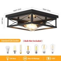 Violoemi Farmhouse Light Fixtures Ceiling Mount Black Kitchen Lighting Fixture 2 Pack Industrial Hallway Flush Ceiling Lamps, 2-Light Metal Square Lights For Bedroom Bathroom Entryway Living Room