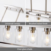 Hccz 5 Light Dining Room Light Fixture Rectangular Modern Farmhouse Chandelier Brushed Nickel Linear Hanging Pendant Lighting Re