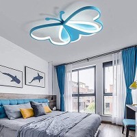 Dzqh-Qin Modern Led Ceiling Light Fixture Children'S Room Bedroom Flush Mount Ceiling Lamps Creative Butterfly Design Boy Girl Kindergarten Cartoon Style Lighting(Blue, Remote Dimmable)