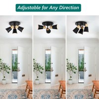 Industrial Flush Mount Ceiling Light Fixture, 3-Lights Multi-Directional Rotating Ceiling Lamp, Metal Black Kitchen Light Fixtures Ceiling Mount, Vintage Bedroom Ceiling Lights For Hallway Living Room