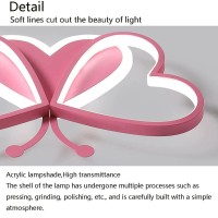 Dzqh-Qin Modern Led Ceiling Light Fixture Children'S Room Bedroom Flush Mount Ceiling Lamps Creative Butterfly Design Boy Girl Kindergarten Cartoon Style Lighting(Pink, Remote Dimmable)