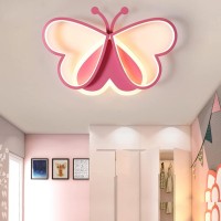 Modern Ceiling Light Fixture Led Bedroom Ceiling Lights Children'S Room Flush Mount Ceiling Lamps Creative Butterfly Design Boy Girl Kindergarten Cartoon Style Light Fixture (Pink, Warm Light)