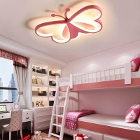 Modern Ceiling Light Fixture Led Bedroom Ceiling Lights Children'S Room Flush Mount Ceiling Lamps Creative Butterfly Design Boy Girl Kindergarten Cartoon Style Light Fixture (Pink, Warm Light)