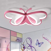 Modern Ceiling Light Fixture Led Bedroom Ceiling Lights Children'S Room Flush Mount Ceiling Lamps Creative Butterfly Design Boy Girl Kindergarten Cartoon Style Light Fixture (Pink, White Light)