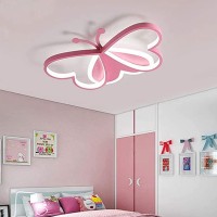 Modern Ceiling Light Fixture Led Bedroom Ceiling Lights Children'S Room Flush Mount Ceiling Lamps Creative Butterfly Design Boy Girl Kindergarten Cartoon Style Light Fixture (Pink, White Light)