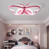 Modern Ceiling Light Fixture Led Bedroom Ceiling Lights Children'S Room Flush Mount Ceiling Lamps Creative Butterfly Design Boy Girl Kindergarten Cartoon Style Light Fixture (Pink, White Light)