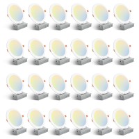 Amico 24 Pack 8 Inch 5Cct Ultra-Thin Led Recessed Ceiling Light With Junction Box, 2700K/3000K/3500K/4000K/5000K Selectable, 18W Eqv 125W, Dimmable Canless Wafer Downlight, 1500Lm High Brightness -Etl