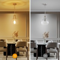 Wuzups Chandelier Rustic Farmhouse Industrial Round Ceiling Pendant Led Light Fixture With Clear Glass Shades For Dining Room Ki