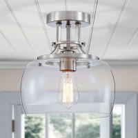 Wuzups Chandelier Rustic Farmhouse Industrial Round Semiflushmount Ceiling Led Light Fixture With Clear Glass Shades For Bathro