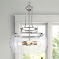 Wuzups Chandelier Rustic Farmhouse Industrial Round Ceiling Pendant Led Light Fixture Clear Seeded Glass Shade For Dining Room K