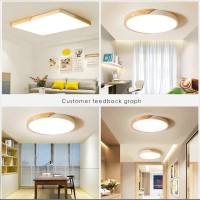 Led Ceiling Light Fixture,10 Inch Modern Wood Recessed Ceiling Lights,Remote Control Dimmable Light,White 12W Close To Ceiling Lighting Flush Mount Living Room Bedroom,3000K-6000K