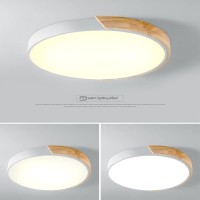 Led Ceiling Light Fixture,10 Inch Modern Wood Recessed Ceiling Lights,Remote Control Dimmable Light,White 12W Close To Ceiling Lighting Flush Mount Living Room Bedroom,3000K-6000K