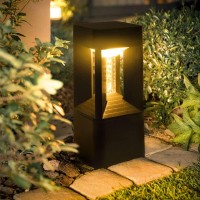 Modern Landscape Path Light With 3000K Warm Light Pathway Lights Outdoor Led Waterproof Bollard Light Black Square Aluminum Post Light Fixture External Lawn Bollard Lantern For Porch Garden Front Yard