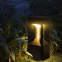 Modern Landscape Path Light With 3000K Warm Light Pathway Lights Outdoor Led Waterproof Bollard Light Black Square Aluminum Post Light Fixture External Lawn Bollard Lantern For Porch Garden Front Yard