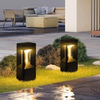 Modern Landscape Path Light With 3000K Warm Light Pathway Lights Outdoor Led Waterproof Bollard Light Black Square Aluminum Post Light Fixture External Lawn Bollard Lantern For Porch Garden Front Yard