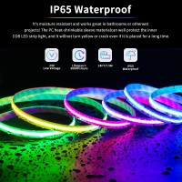 Pautix Ip65 Waterproof Rgb Smart Ic Cob Led Strip Light Addressable 24Ft75M 24V Color Flowing Strip Light Multicolor Flexible