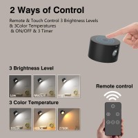 Deyagoo Led Wall Sconce Wall Mounted Lamp With Rechargeable Battery Operated 3 Color Temp 3 Brightness 360 Magnetic Ball Rot