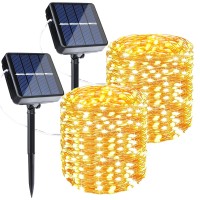 Joomer Solar String Lights Outdoor, 2Pack Total 98Ft 300Led 8 Modes Solar Fairy Lights, Super Bright Waterproof Twinkle Lights For Tree, Patio, Garden, Outdoors (Warm White)