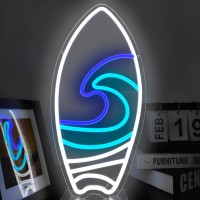 Janhune Surfboard Neon Sign Dimmable Led Signs Surfer Light Up Signs For Wall Neon Lights Signs For Bedroom Kids Boys Room Man C