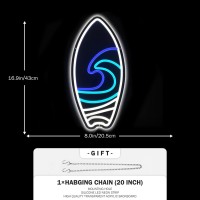 Janhune Surfboard Neon Sign Dimmable Led Signs Surfer Light Up Signs For Wall Neon Lights Signs For Bedroom Kids Boys Room Man C