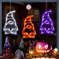 Lolstar Halloween Lights 3 Pack Orange White And Purple Gnomes Window Lights With Suction Cup Upgrade Timer Function And Slowl