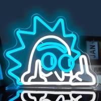 Janhune Anime Neon Sign Rick Neon Lights Signs Dimmable Led Signs For Wall Light Up Signs For Bedroom Man Cave Boys Room Bar Par