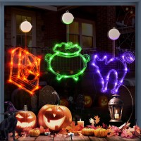 Lolstar Halloween Lights 3 Packs Spellbook Cat And Cauldron Halloween Lights With Suction Cup Upgrade Timer And Slowly Fade M