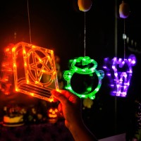 Lolstar Halloween Lights 3 Packs Spellbook Cat And Cauldron Halloween Lights With Suction Cup Upgrade Timer And Slowly Fade M