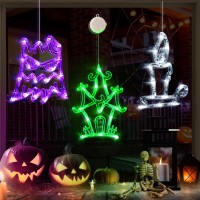 Lolstar Halloween Lights3 Pack Ghost Tree Haunted House Candle Window Lights With Suction Cup Upgrade Timer And Slowly Fade