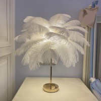 Feather Table Lamp, Ostrich Feather Table Night Light Modern Feather Lamp Bedside Table Lamp Desk Lamp Feather Led Night Lamp Atmosphere Light Nightstand Lamp For Living Room Wedding Room Bedroom