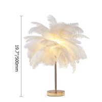 Feather Table Lamp, Ostrich Feather Table Night Light Modern Feather Lamp Bedside Table Lamp Desk Lamp Feather Led Night Lamp Atmosphere Light Nightstand Lamp For Living Room Wedding Room Bedroom