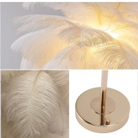 Feather Table Lamp, Ostrich Feather Table Night Light Modern Feather Lamp Bedside Table Lamp Desk Lamp Feather Led Night Lamp Atmosphere Light Nightstand Lamp For Living Room Wedding Room Bedroom