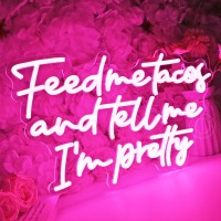 Sylhome Pink Feed Me Tacos And Tell Me Im Pretty Led Neon Light Sign Bedroom Bar Kitchen Wall Sign Decor Mexican Restautant Hot