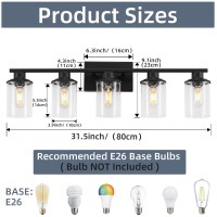 Lousace 5 Light Bathroom Vanity Light Matte Black Bathroom Light Fixtures Modern Bathroom Lights Over Mirror With Clear Glass