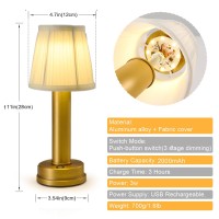 Eypid 2000Mah Battery Operated Table Lamps 3W Led Table Lamp Dimmable Portable Table Lamp 3 Level Brightness Cordless Table Lamp