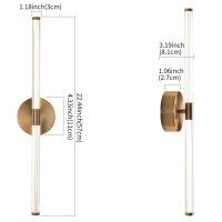 Kuzzull Wall Sconces Set Of Two Brushed Brass Gold Led Wall Lights Modern Linear Sconces Wall Lighting Indoor Sconces Wall Decor