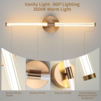 Kuzzull Wall Sconces Set Of Two Brushed Brass Gold Led Wall Lights Modern Linear Sconces Wall Lighting Indoor Sconces Wall Decor