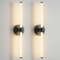 Kuzzull Wall Sconces Set Of Two Matte Black Led Wall Lights Modern Linear Sconces Wall Lighting Indoor Sconces Wall Decor Set Of