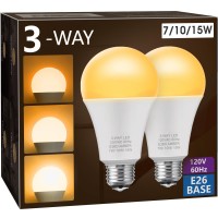 Briignite 3 Way Amber Light Bulbs, 3 Way Led Light Bulbs 50 100 150W Equivalent, 1800K Amber Warm 3 Way Light Bulbs, Perfect For Reading, Three Way A19 Light Bulbs E26 Medium Base, 2Pack