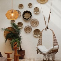 Yiizon Plug In Pendant Light Rattan Hanging Lights With Plug In Cord Bamboo Hanging Lamp Handmade Woven Boho Wicker Basket Lamp