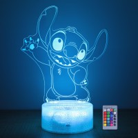 3D Illusion Stitch Night Light: Stitch Gifts, Stitch Light With Remote Control 16-Color, Stitch Stuff, Stitch Birthday Decorations Holidays Christmas Night Light Gifts For Girls Boys Adults