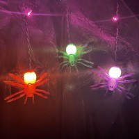 Jasneniebo Halloween Decorative Lights Plug In 7Ft 25 Bulbs Halloween String Lights With 10 Spiders Connectable Curtain Lights