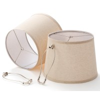 Linen Lamp Shades Set Of 2 10 X 12 X 9 Inch Medium Size Drum Spider Lampshades With 8 Inch Harp Brown Rustic Lamp Shade For