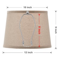 Linen Lamp Shades Set Of 2 10 X 12 X 9 Inch Medium Size Drum Spider Lampshades With 8 Inch Harp Brown Rustic Lamp Shade For