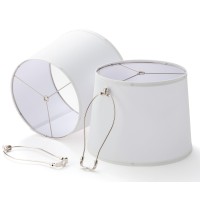 White Lamp Shades Set Of 2 11 X 13 X 10 Inch Medium Large Size Drum Lampshades With 9 Inch Harp Modern Fabric Lamp Shade